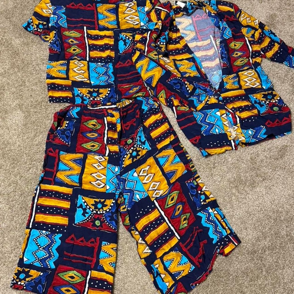 Vintage Susan Craver African print set with Geometric Pattern Size Large